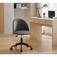 Chaise de bureau en bouclette, chaise pivotante réglable à dossier mi-hauteur avec pieds noirs, chaise de bureau rembourrée à roulettes
