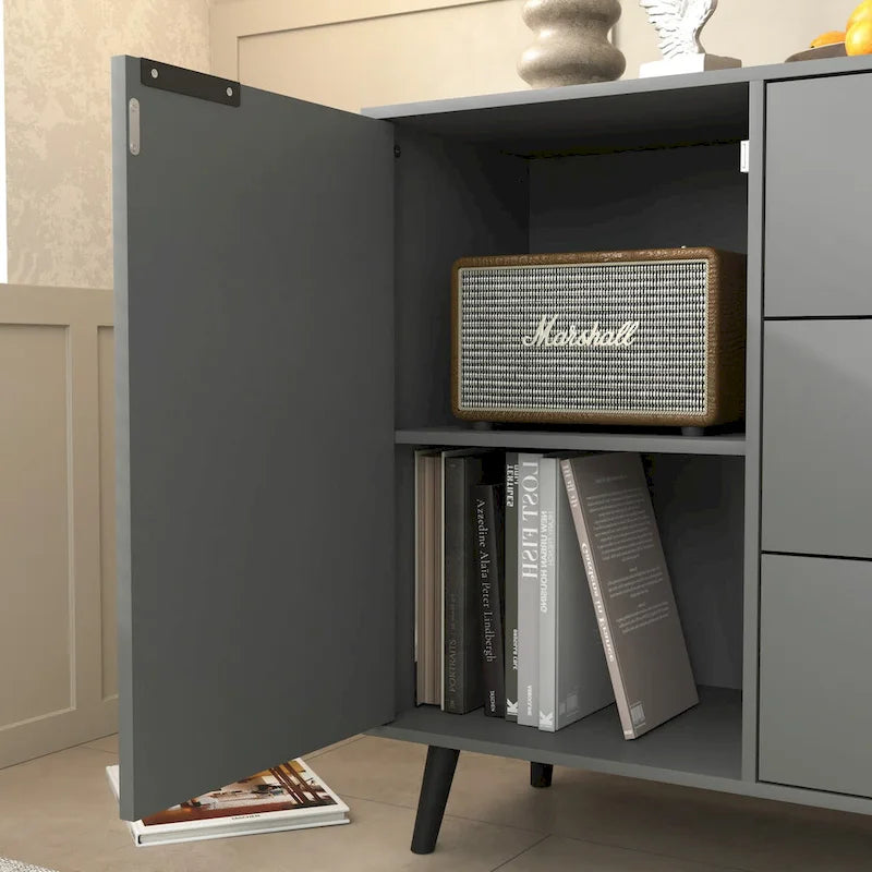 Bahut de buffet avec rangement, meuble de bar à café en bois, 3 tiroirs et 2 portes, armoire de buffet