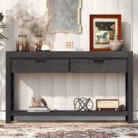 Console en bois avec 2 tiroirs et 1 étagère pour couloir et salon