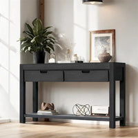 Console en bois avec 2 tiroirs et 1 étagère pour couloir et salon