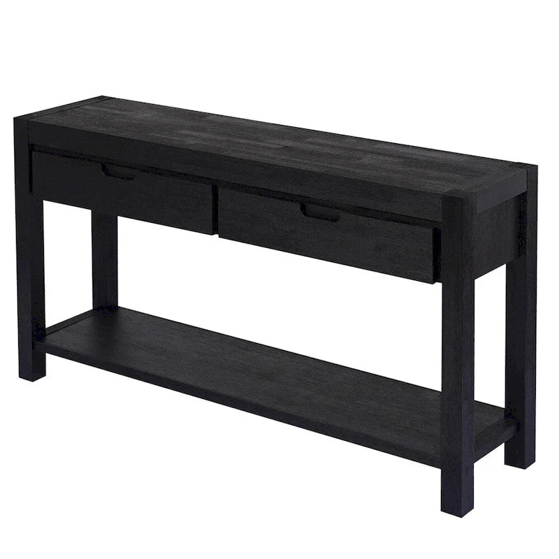 Console en bois avec 2 tiroirs et 1 étagère pour couloir et salon