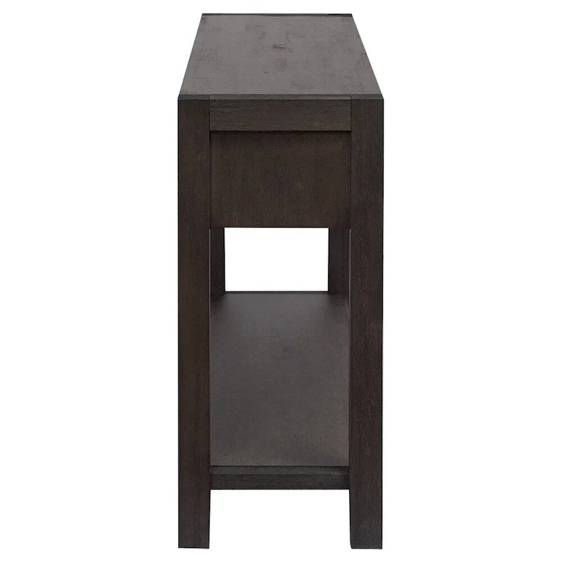 Console en bois avec 2 tiroirs et 1 étagère pour couloir et salon