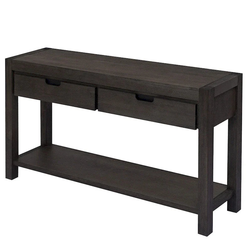 Console en bois avec 2 tiroirs et 1 étagère pour couloir et salon