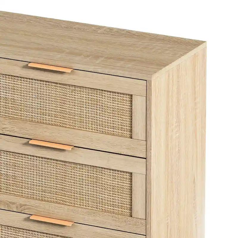 Meuble de rangement en rotin 6 tiroirs Roomfitters 43.31 pouces, naturel, pour chambre et salon