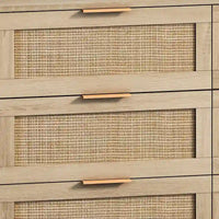 Meuble de rangement en rotin 6 tiroirs Roomfitters 43.31 pouces, naturel, pour chambre et salon