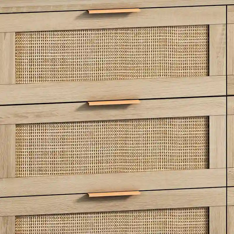 Meuble de rangement en rotin 6 tiroirs Roomfitters 43.31 pouces, naturel, pour chambre et salon