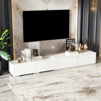 Console TV contemporaine - Armoire de rangement, meuble multimédia blanc