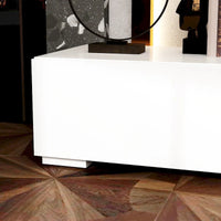 Console TV contemporaine - Armoire de rangement, meuble multimédia blanc
