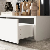 Console TV contemporaine - Armoire de rangement, meuble multimédia blanc