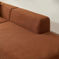 Canapé d'angle en L 5 places, tissu sherpa, confort optimal, orange