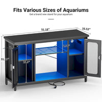 Meuble de support pour aquarium ou terrarium avec prises de courant et éclairage LED