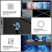 Meuble de support pour aquarium ou terrarium avec prises de courant et éclairage LED