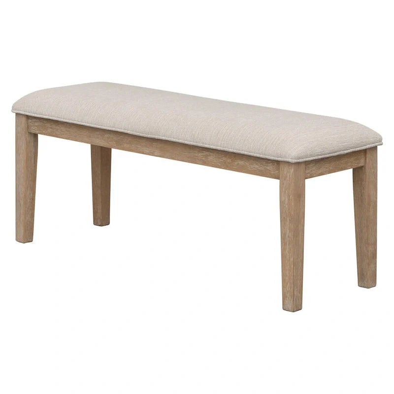 Ensemble de salle à manger 6 pièces en bois massif « Natural Wood Wash » avec banc