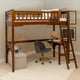 Lit mezzanine double d'étude en bois Levi