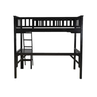 Lit mezzanine double d'étude en bois Levi