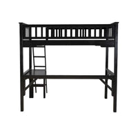 Lit mezzanine double d'étude en bois Levi