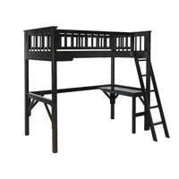 Lit mezzanine double d'étude en bois Levi