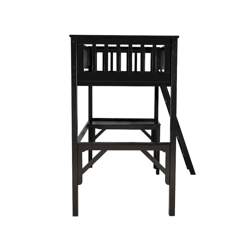 Lit mezzanine double d'étude en bois Levi