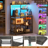 Étagère de Boulanger avec Prise de Courant et Guirlandes Lumineuses LED, Étagère de Rangement pour Cuisine
