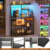Étagère de Boulanger avec Prise de Courant et Guirlandes Lumineuses LED, Étagère de Rangement pour Cuisine
