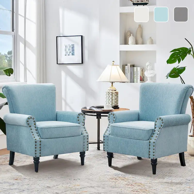 Lot de 2 fauteuils d'appoint classiques rembourrés