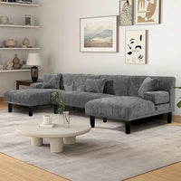 Canapés modulaires Moasis en forme de U en chenille, canapé modulaire moderne - 45,6L x 106,3P x 26,7H