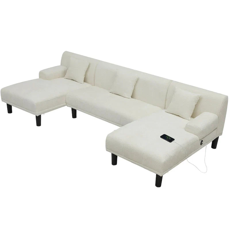 Canapés modulaires Moasis en forme de U en chenille, canapé modulaire moderne - 45,6L x 106,3P x 26,7H