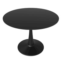 Table à manger ronde LeisureMod Bristol 40 pouces pour 4 avec plateau en bois MDF et base en acier noir pour cuisine et salle à manger