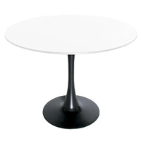 Table à manger ronde LeisureMod Bristol 40 pouces pour 4 avec plateau en bois MDF et base en acier noir pour cuisine et salle à manger