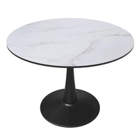 Table à manger ronde LeisureMod Bristol 40 pouces pour 4 avec plateau en bois MDF et base en acier noir pour cuisine et salle à manger