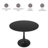 Table à manger ronde LeisureMod Bristol 40 pouces pour 4 avec plateau en bois MDF et base en acier noir pour cuisine et salle à manger