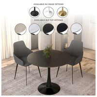 Table à manger ronde LeisureMod Bristol 40 pouces pour 4 avec plateau en bois MDF et base en acier noir pour cuisine et salle à manger