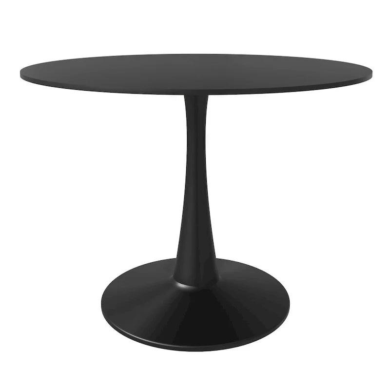 Table à manger ronde LeisureMod Bristol 40 pouces pour 4 avec plateau en bois MDF et base en acier noir pour cuisine et salle à manger