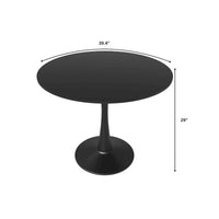 Table à manger ronde LeisureMod Bristol 40 pouces pour 4 avec plateau en bois MDF et base en acier noir pour cuisine et salle à manger