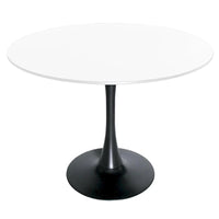 Table à manger ronde LeisureMod Bristol 40 pouces pour 4 avec plateau en bois MDF et base en acier noir pour cuisine et salle à manger