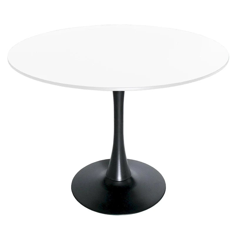 Table à manger ronde LeisureMod Bristol 40 pouces pour 4 avec plateau en bois MDF et base en acier noir pour cuisine et salle à manger