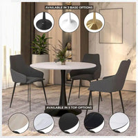 Table à manger ronde LeisureMod Bristol 40 pouces pour 4 avec plateau en bois MDF et base en acier noir pour cuisine et salle à manger