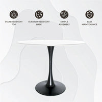Table à manger ronde LeisureMod Bristol 40 pouces pour 4 avec plateau en bois MDF et base en acier noir pour cuisine et salle à manger