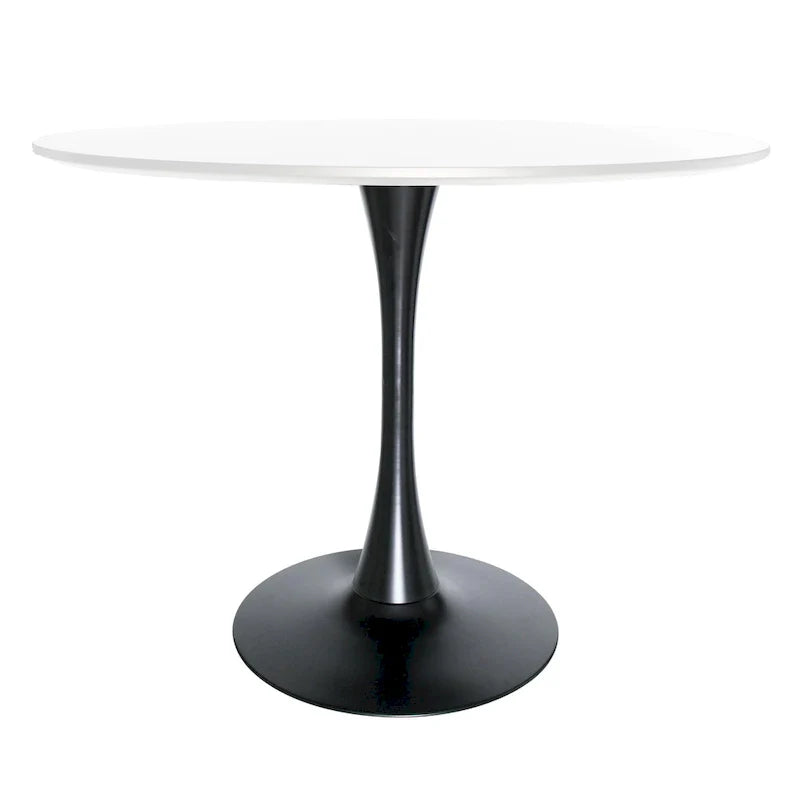 Table à manger ronde LeisureMod Bristol 40 pouces pour 4 avec plateau en bois MDF et base en acier noir pour cuisine et salle à manger