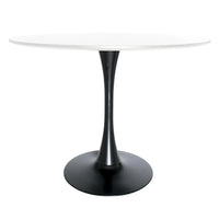 Table à manger ronde LeisureMod Bristol 40 pouces pour 4 avec plateau en bois MDF et base en acier noir pour cuisine et salle à manger