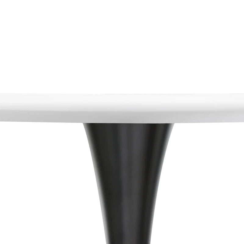 Table à manger ronde LeisureMod Bristol 40 pouces pour 4 avec plateau en bois MDF et base en acier noir pour cuisine et salle à manger