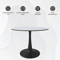 Table à manger ronde LeisureMod Bristol 40 pouces pour 4 avec plateau en bois MDF et base en acier noir pour cuisine et salle à manger