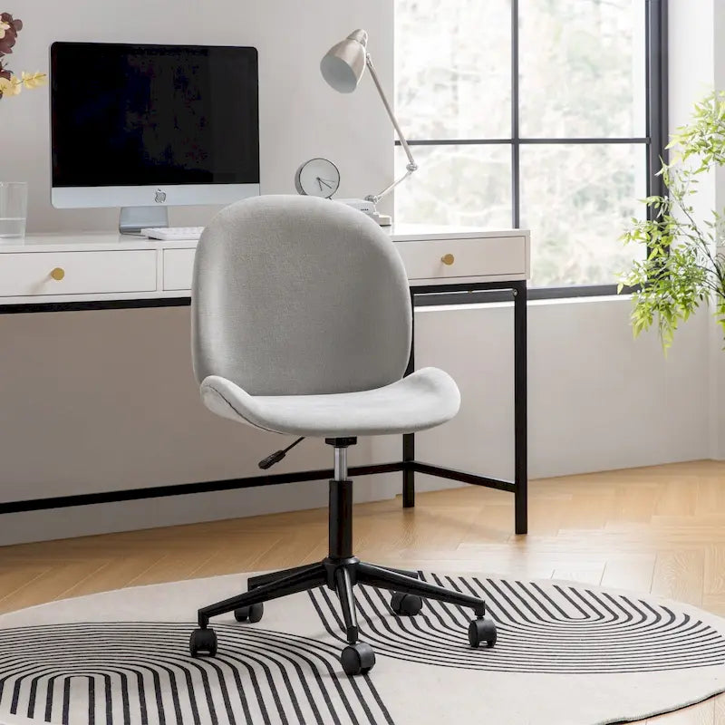 Chaise de bureau moderne Ines pivotante à 360 degrés sans accoudoirs avec base en métal par HULALA HOME