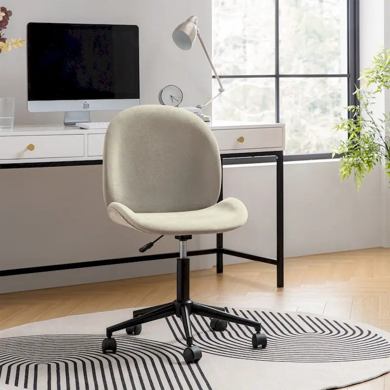 Chaise de bureau moderne Ines pivotante à 360 degrés sans accoudoirs avec base en métal par HULALA HOME