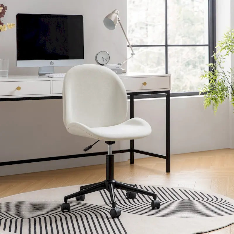 Chaise de bureau moderne Ines pivotante à 360 degrés sans accoudoirs avec base en métal par HULALA HOME