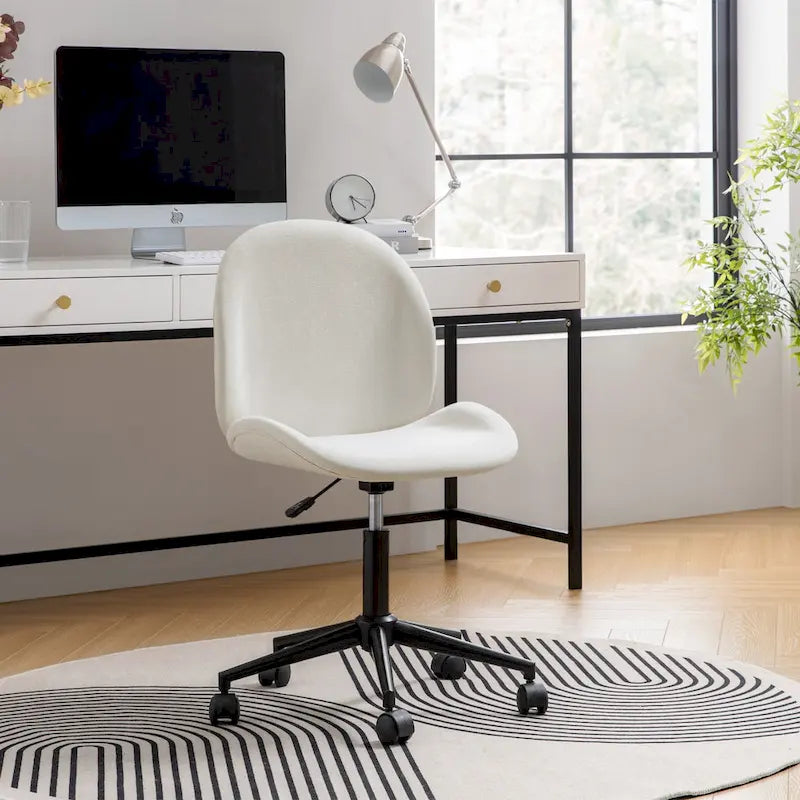 Chaise de bureau moderne Ines pivotante à 360 degrés sans accoudoirs avec base en métal par HULALA HOME