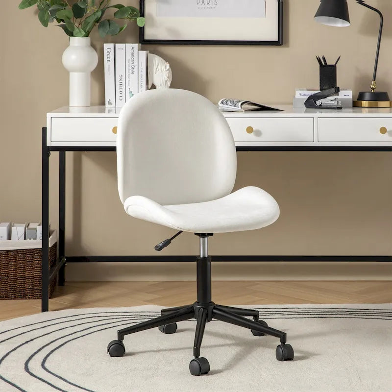 Chaise de bureau moderne Ines pivotante à 360 degrés sans accoudoirs avec base en métal par HULALA HOME
