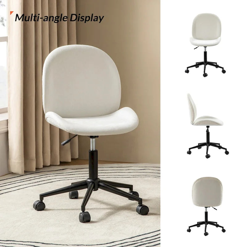 Chaise de bureau moderne Ines pivotante à 360 degrés sans accoudoirs avec base en métal par HULALA HOME