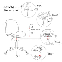 Chaise de bureau moderne Ines pivotante à 360 degrés sans accoudoirs avec base en métal par HULALA HOME