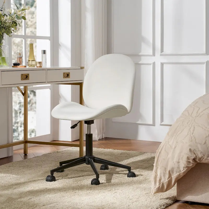 Chaise de bureau moderne Ines pivotante à 360 degrés sans accoudoirs avec base en métal par HULALA HOME